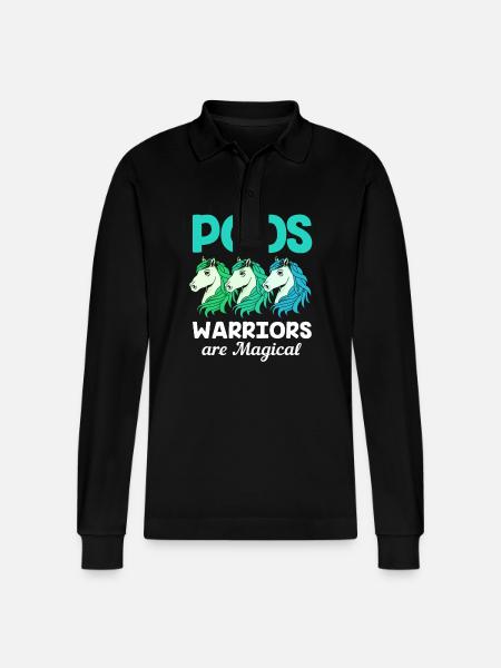 Pcos Awareness - Stanley/Stella Organic Unisex Long-Sleeved Polo Shirt Prepster - black