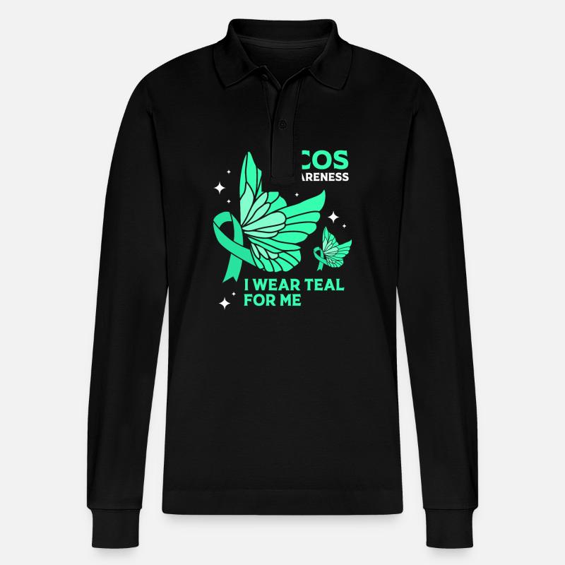 Pcos-Bewusstsein - Stanley/Stella Unisex Bio-Langarm-Poloshirt Prepster - Schwarz