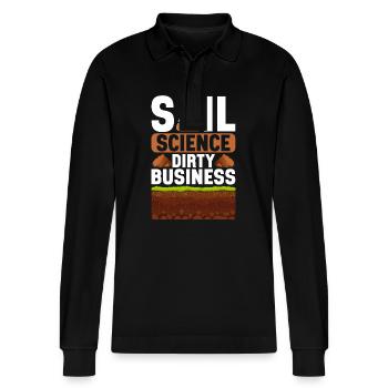 Bodenwissenschaftler Soil Science - Stanley/Stella Organic Unisex Long-Sleeved Polo Shirt Prepster - black - Front - Anna (173cm) & Nico (186cm)