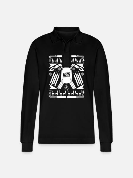 Funny Welder Christmas - Stanley/Stella Organic Unisex Long-Sleeved Polo Shirt Prepster - black