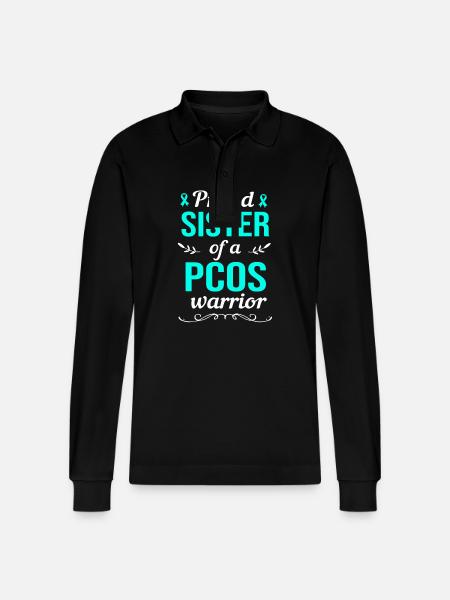 Pcos Awareness - Stanley/Stella Organic Unisex Long-Sleeved Polo Shirt Prepster - black