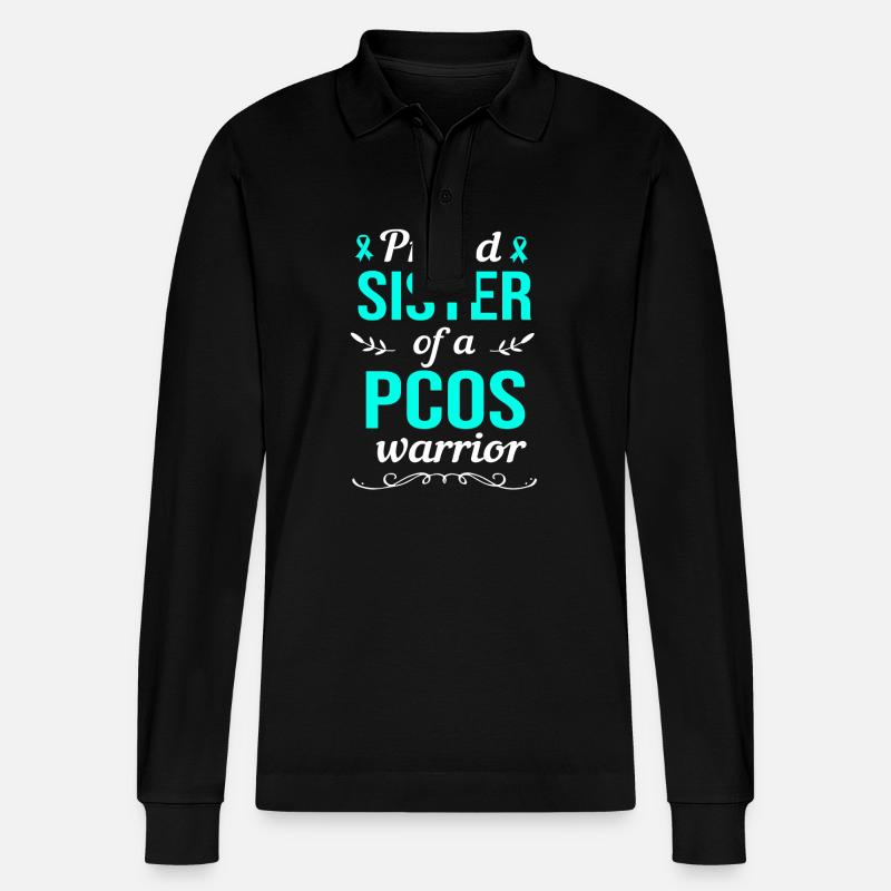 Pcos-Bewusstsein - Stanley/Stella Unisex Bio-Langarm-Poloshirt Prepster - Schwarz