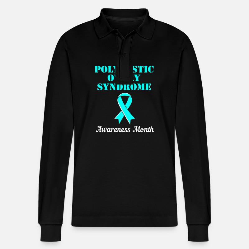 Pcos-Bewusstsein - Stanley/Stella Unisex Bio-Langarm-Poloshirt Prepster - Schwarz