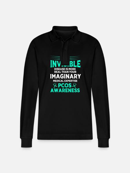 Pcos Awareness - Stanley/Stella Organic Unisex Long-Sleeved Polo Shirt Prepster - black