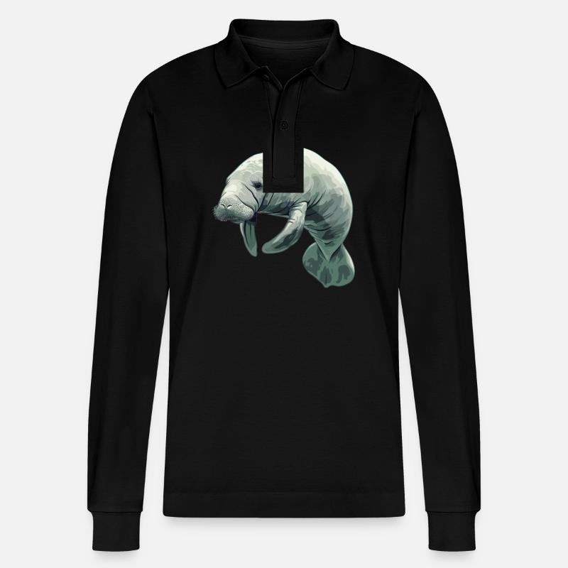 Seekuh Manatees Manatee - Stanley/Stella Unisex Bio-Langarm-Poloshirt Prepster - Schwarz