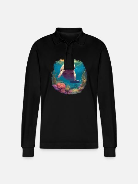 Seekuh Manatees Manatee - Stanley/Stella Organic Unisex Long-Sleeved Polo Shirt Prepster - black