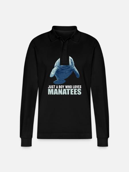 Seekuh Manatees Manatee - Stanley/Stella Organic Unisex Long-Sleeved Polo Shirt Prepster - black