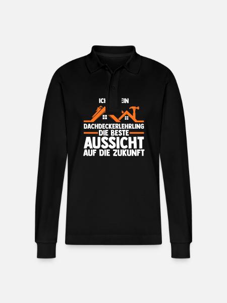 Roofing training apprentice Auzbi roofer - Stanley/Stella Organic Unisex Long-Sleeved Polo Shirt Prepster - black
