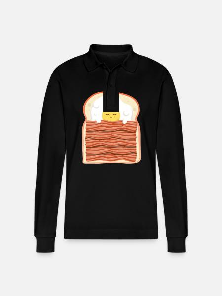 Schlafei mit Speck Schweinefleisch Speck - Stanley/Stella Unisex Bio-Langarm-Poloshirt Prepster - Schwarz