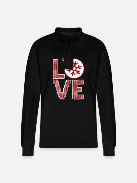Love Christmas Balls - Stanley/Stella Organic Unisex Long-Sleeved Polo Shirt Prepster - black