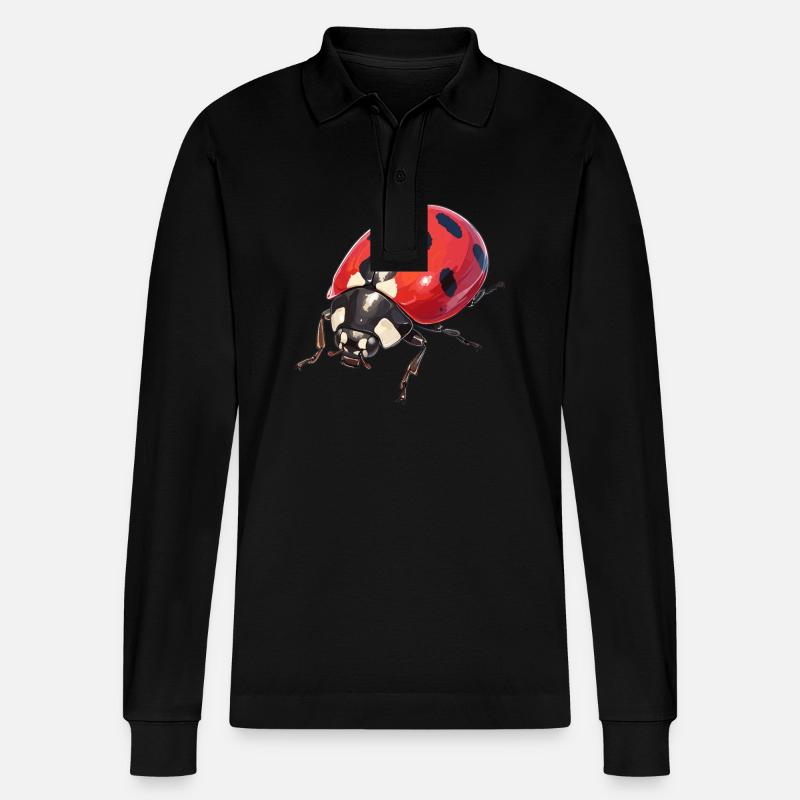 Ladybug Marienkäfer - Stanley/Stella Unisex Bio-Langarm-Poloshirt Prepster - Schwarz