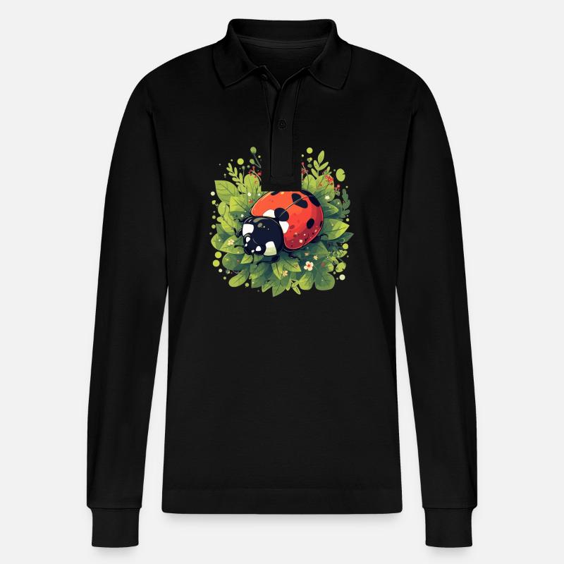 Ladybug Marienkäfer - Stanley/Stella Unisex Bio-Langarm-Poloshirt Prepster - Schwarz