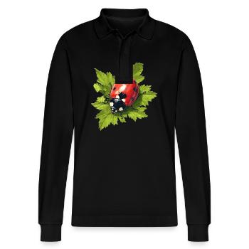 Ladybug Marienkäfer - Stanley/Stella Organic Unisex Long-Sleeved Polo Shirt Prepster - black - Front - Anna (173cm) & Nico (186cm)
