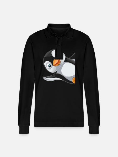 Penguin Penguins Animal - Stanley/Stella Organic Unisex Long-Sleeved Polo Shirt Prepster - black