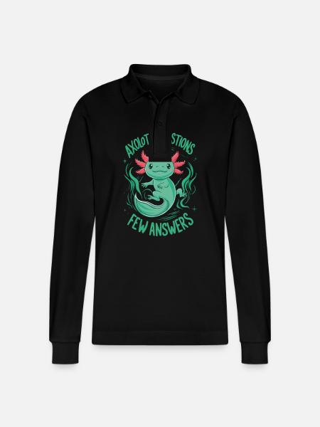 Axolotl Fish - Stanley/Stella Organic Unisex Long-Sleeved Polo Shirt Prepster - black