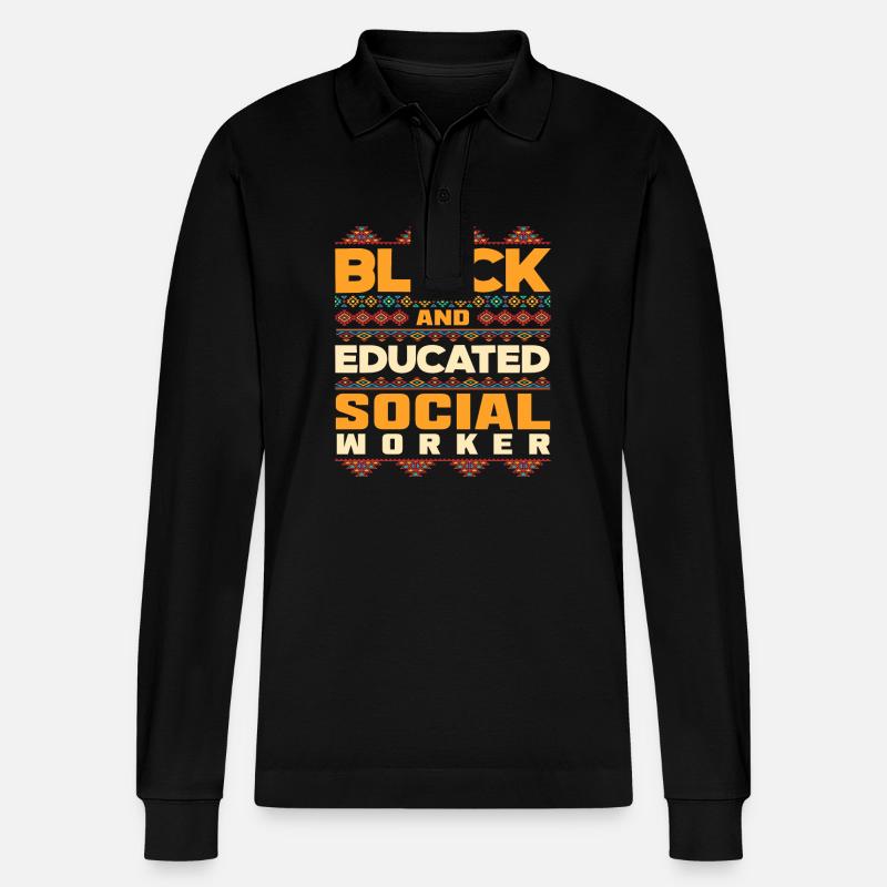 Schwarz Und Gebildeter Sozialarbeiter - Stanley/Stella Unisex Bio-Langarm-Poloshirt Prepster - Schwarz
