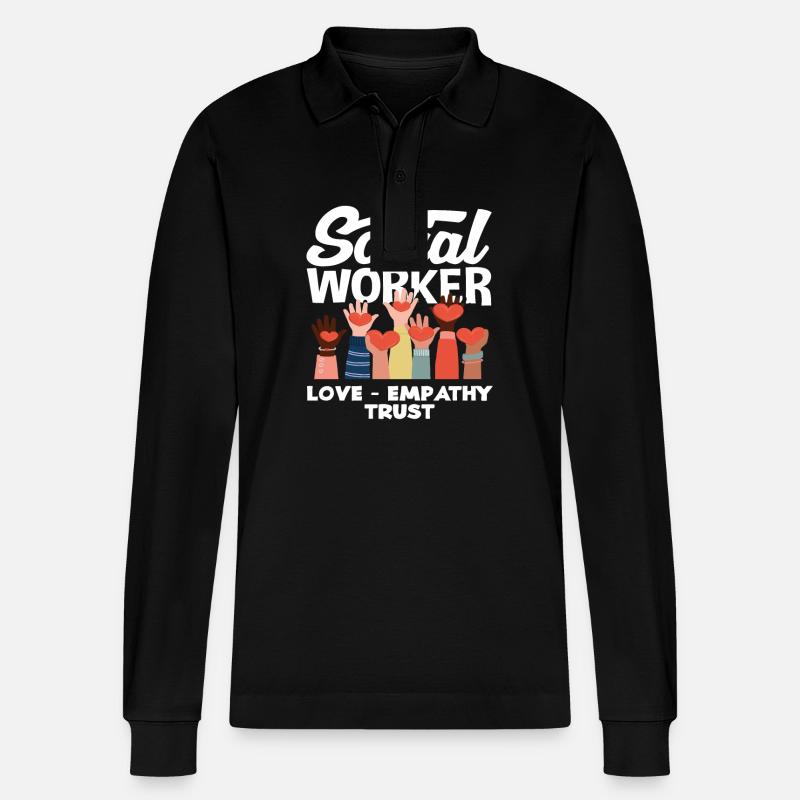 Sozialarbeiter Liebe Empathie Vertrauen - Stanley/Stella Unisex Bio-Langarm-Poloshirt Prepster - Schwarz
