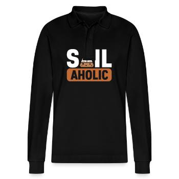 Bodenwissenschaftler Soil Science - Stanley/Stella Organic Unisex Long-Sleeved Polo Shirt Prepster - black - Front - Anna (173cm) & Nico (186cm)