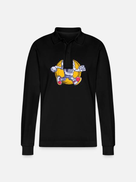 Running Skull Jogging Running - Stanley/Stella Organic Unisex Long-Sleeved Polo Shirt Prepster - black