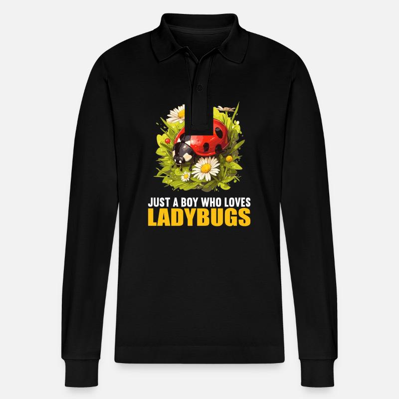 Ladybug Marienkäfer - Stanley/Stella Unisex Bio-Langarm-Poloshirt Prepster - Schwarz