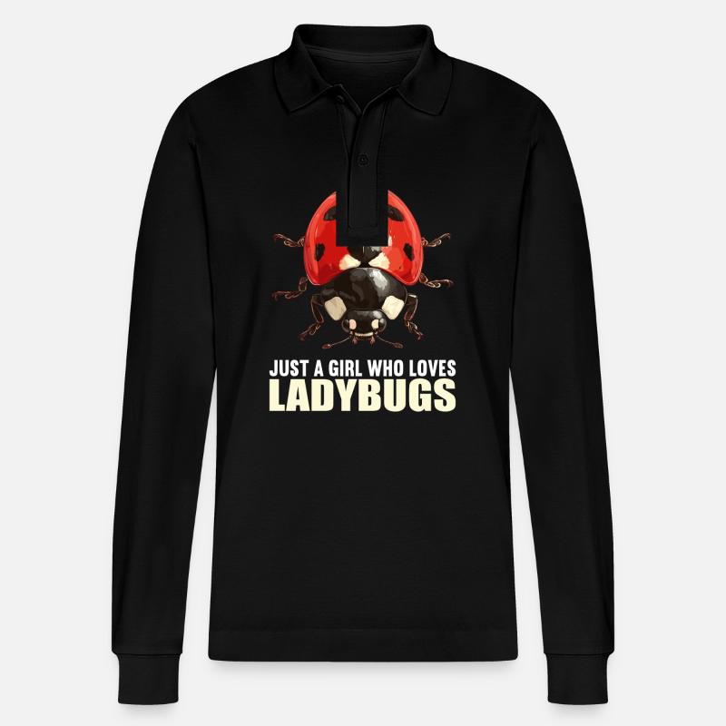 Ladybug Marienkäfer - Stanley/Stella Unisex Bio-Langarm-Poloshirt Prepster - Schwarz