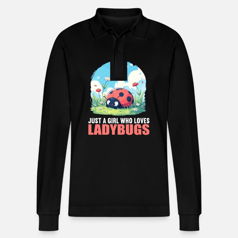 Ladybug Marienkäfer - Stanley/Stella Unisex Bio-Langarm-Poloshirt Prepster - Schwarz