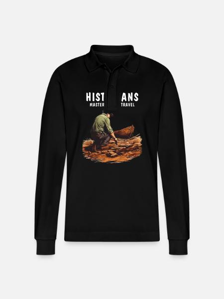 HISTORIKERE MESTER I TIDSREJSER - Stanley/Stella Prepster økologisk unisex langærmet poloshirt - sort