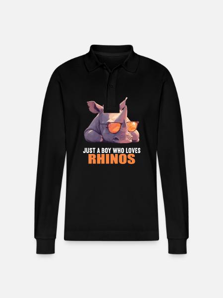 Rhino Nashörner Nashorn - Stanley/Stella Unisex Bio-Langarm-Poloshirt Prepster - Schwarz