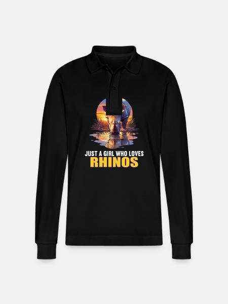 Rhino Nashörner Nashorn - Stanley/Stella Unisex Bio-Langarm-Poloshirt Prepster - Schwarz