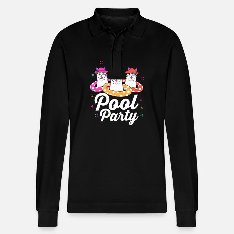 Pool Party - Stanley/Stella Unisex Bio-Langarm-Poloshirt Prepster - Schwarz