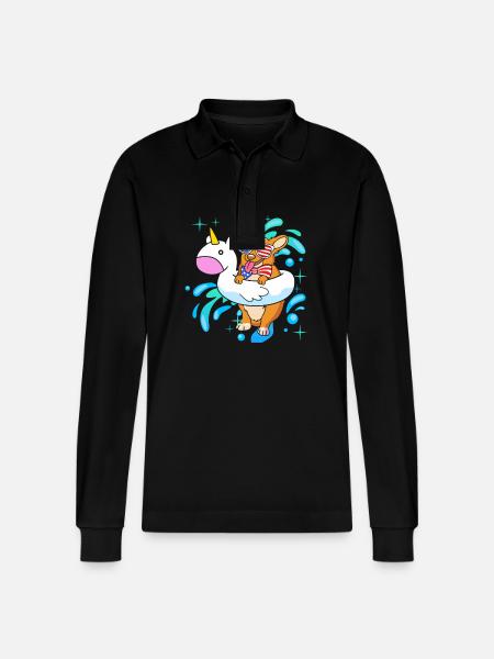 Pool Party - Stanley/Stella Organic Unisex Long-Sleeved Polo Shirt Prepster - black