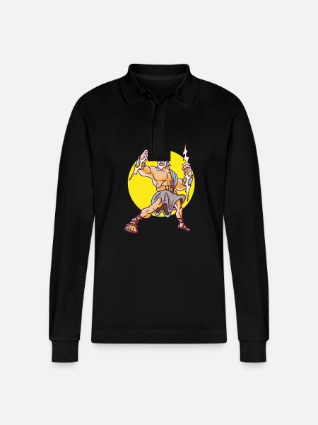 Ancient God Greek Zeus Mythology - Stanley/Stella Organic Unisex Long-Sleeved Polo Shirt Prepster - black