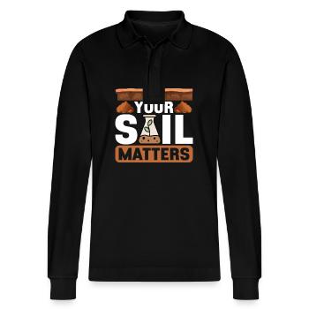 Bodenwissenschaftler Soil Science - Stanley/Stella Organic Unisex Long-Sleeved Polo Shirt Prepster - black - Front - Anna (173cm) & Nico (186cm)