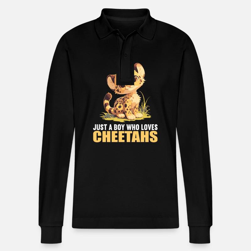 Cheetah Geparde Gepard - Stanley/Stella Unisex Bio-Langarm-Poloshirt Prepster - Schwarz