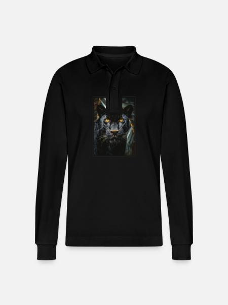 Panthers Panther - Stanley/Stella Organic Unisex Long-Sleeved Polo Shirt Prepster - black