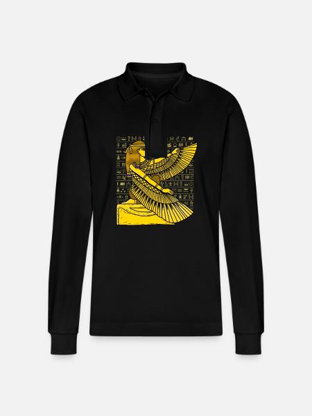Hieroglyphs Isis Egyptian Mythology - Stanley/Stella Organic Unisex Long-Sleeved Polo Shirt Prepster - black