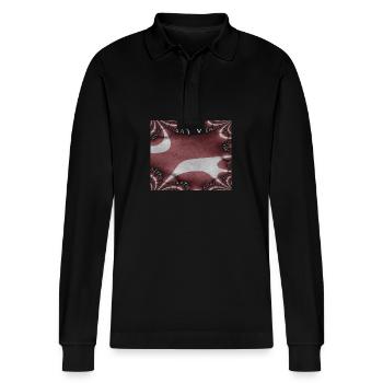 Lettland Flagge Riga - Stanley/Stella Unisex Bio-Langarm-Poloshirt Prepster - Schwarz - Vorne - Anna (173cm) & Nico (186cm)
