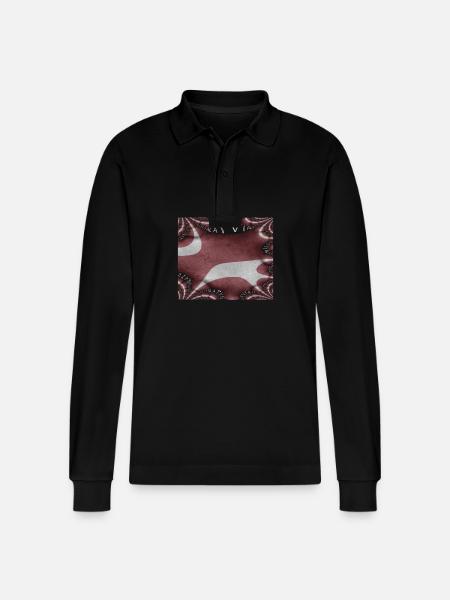 Latvia Flag Riga - Stanley/Stella Organic Unisex Long-Sleeved Polo Shirt Prepster - black
