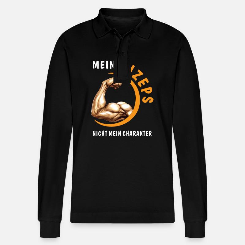 MES BICEPS, PAS MON CARACTÈRE - Polo à manches longues bio PREPSTER Stanley/Stella Unisexe - noir