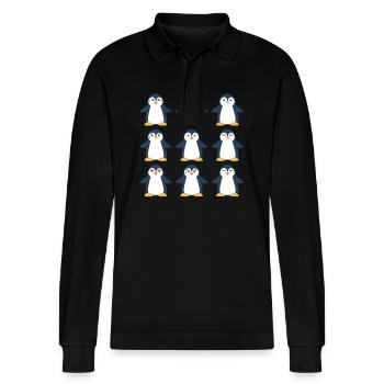 Nine Penguins Pingouin oiseau de mer arctique - Polo à manches longues bio PREPSTER Stanley/Stella Unisexe - noir - Devant - Anna (173cm) & Nico (186cm)