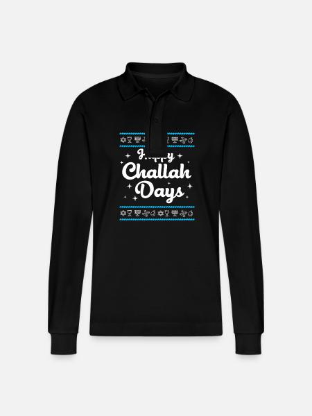 Hanukkah - Stanley/Stella Organic Unisex Long-Sleeved Polo Shirt Prepster - black