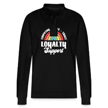 Empathy Hope Trust Loyalty - Stanley/Stella Organic Unisex Long-Sleeved Polo Shirt Prepster - black - Front - Anna (173cm) & Nico (186cm)