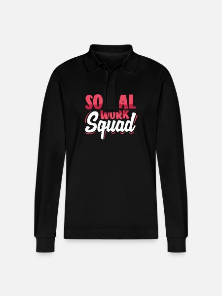 Social Work Squad - Stanley/Stella Organic Unisex Long-Sleeved Polo Shirt Prepster - black