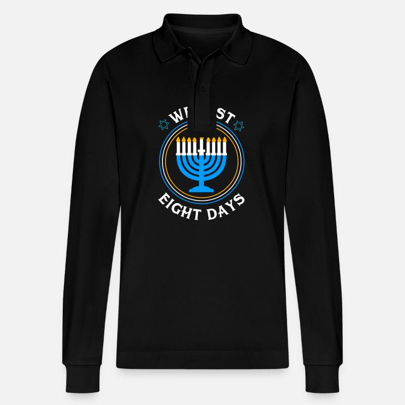 Chanukkah - Stanley/Stella Unisex Bio-Langarm-Poloshirt Prepster - Schwarz
