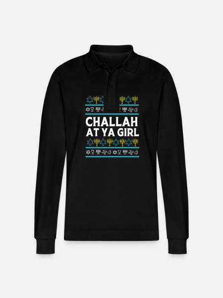 Hanukkah - Stanley/Stella Organic Unisex Long-Sleeved Polo Shirt Prepster - black