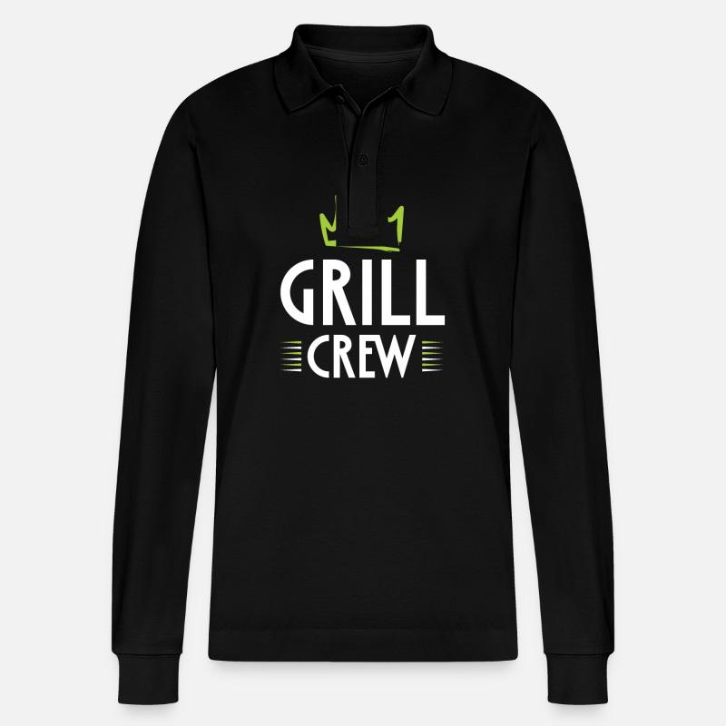 Grill Crew - Stanley/Stella Unisex Bio-Langarm-Poloshirt Prepster - Schwarz