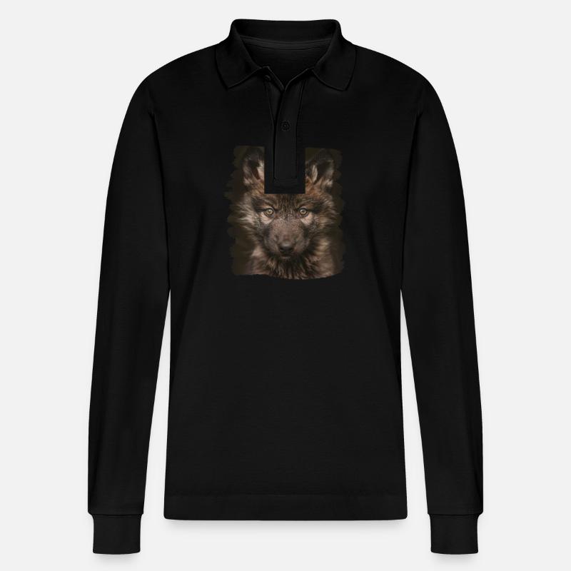 Wölfe Wolf - Stanley/Stella Unisex Bio-Langarm-Poloshirt Prepster - Schwarz