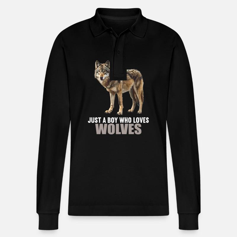Wölfe Wolf - Stanley/Stella Unisex Bio-Langarm-Poloshirt Prepster - Schwarz