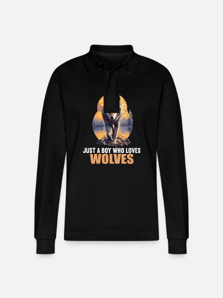 Wolves Wolf - Stanley/Stella Organic Unisex Long-Sleeved Polo Shirt Prepster - black