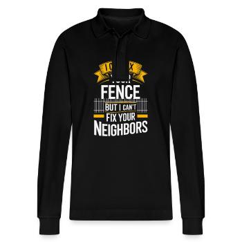 Zauninstallateur Zaunbauer Fence Installer - Stanley/Stella Unisex Bio-Langarm-Poloshirt Prepster - Schwarz - Vorne - Anna (173cm) & Nico (186cm)